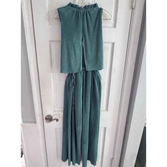 Cato Womens‎ Sz M Stretchy Ribbed Green One-Piece Jumpsuit Romper Party - Picture 6 of 10